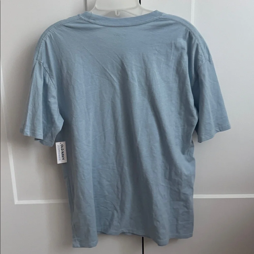 Old Navy Light Blue Graphic Tee with Pink & Purple Accents